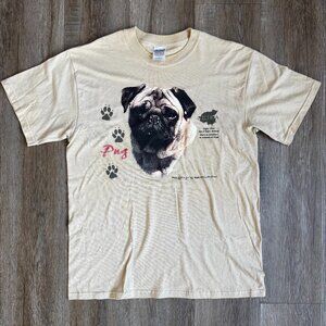 Vintage Y2K Pug T-Shirt - size Medium